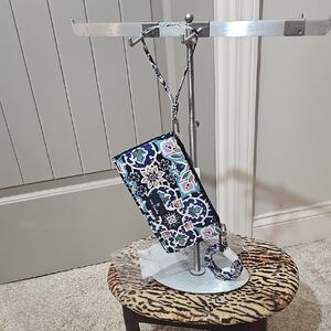 Vera Bradley Lighten Up RFID Wallet Crossbody In Lisbon Medallion Cool